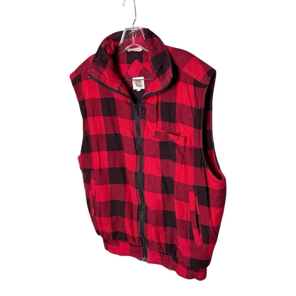Ozark Trail Red Black Buffalo Plaid Flannel Padded Vest Size Large